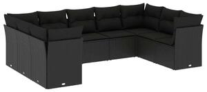 VidaXL Polyrattan Kerti Ülőgarnitúra - Fekete - 9 részes