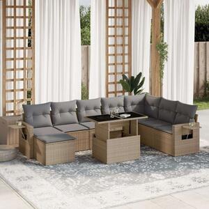 VidaXL Polyrattan Kerti Ülőgarnitúra - 9 részes - Bézs