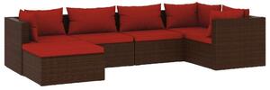 Polyrattan Kerti Ülőgarnitúra - 6 részes - Barna
