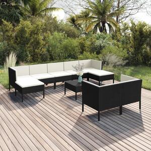 VidaXL Polyrattan Kerti Ülőgarnitúra - 10 részes - Fekete