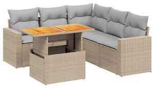Polyrattan Kerti Ülőgarnitúra - 6 részes - Bézs