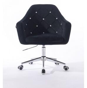 HR8516CK Fekete modern velúr szék görgőkkel