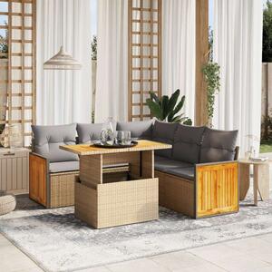 VidaXL Polyrattan Kerti Ülőgarnitúra - 6 részes - Bézs