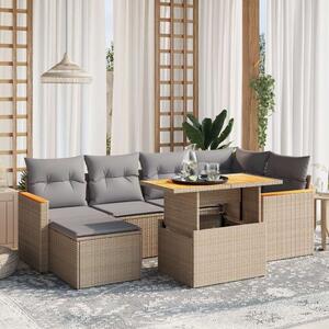VidaXL Polyrattan Kerti Ülőgarnitúra - 7 részes - Bézs