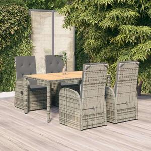 Polyrattan Kerti Étkezőgarnitúra - 5 részes - Szürke