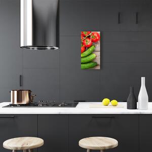 Négyszögletes fali üvegóra Kitchen Növényi uborka paradicsom 30x60