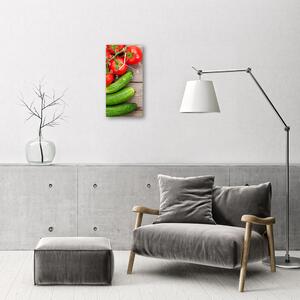 Négyszögletes fali üvegóra Kitchen Növényi uborka paradicsom 30x60