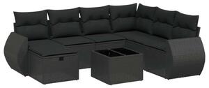 VidaXL Polyrattan Kerti Ülőgarnitúra - 8 részes - Fekete