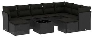 VidaXL Polyrattan Kerti Ülőgarnitúra - 10 részes - Fekete