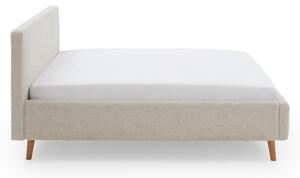 Bézs kárpitozott franciaágy tárolóhellyel, ágyráccsal 160x200 cm Mattis – Meise Möbel