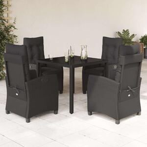 VidaXL Polyrattan Kerti Étkezőgarnitúra - 5 részes - Fekete