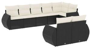 Polyrattan Kerti Ülőgarnitúra - 8 részes - Fekete