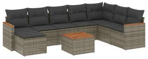 VidaXL Polyrattan Kerti Ülőgarnitúra - 9 részes - Szürke