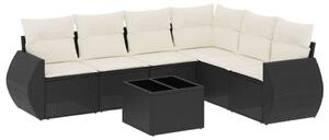 VidaXL Polyrattan Kerti Ülőgarnitúra - 7 részes - Fekete