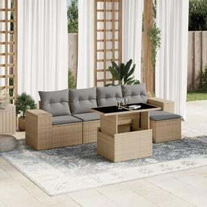 VidaXL Polyrattan Kerti Ülőgarnitúra - 6 részes - Bézs