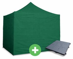 Ollós sátor 3x3 m ALU PRÉMIUM SZETT - teljes oldalfalak + padló szín zöld