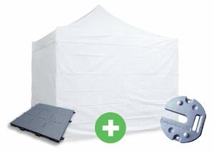 Ollós sátor 3x3 m ALU PRÉMIUM SZETT - teljes oldalfalak + padló + súlyok szín fehér