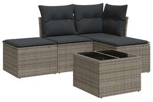 VidaXL Polyrattan Kerti Ülőgarnitúra - 5 részes - Szürke