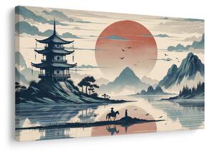 Kép japán táj lovassal