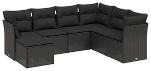 VidaXL Polyrattan Kerti Ülőgarnitúra - 7 részes - Fekete