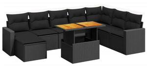 VidaXL Polyrattan Kerti Ülőgarnitúra - 9 részes - Fekete