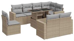 VidaXL Polyrattan Kerti Ülőgarnitúra - 9 részes - Bézs