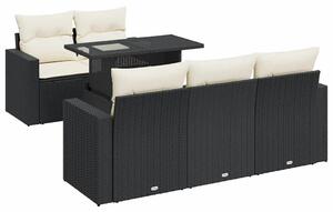 VidaXL Polyrattan Kerti Ülőgarnitúra - 6 részes - Fekete
