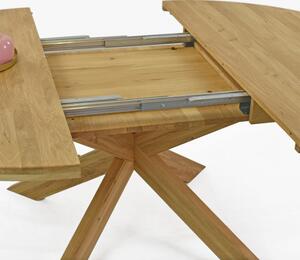 Bővíthető kerek tömör tölgyfa asztal, Holger 120 cm