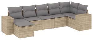 VidaXL Polyrattan Kerti Ülőgarnitúra - 7 részes - Bézs