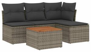 VidaXL 5 részes szürke polyrattan kerti ülőgarnitúra párnákkal