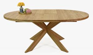 Bővíthető kerek tömör tölgyfa asztal, Holger 120 cm