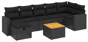 VidaXL Polyrattan Kerti Ülőgarnitúra - 8 részes - Fekete