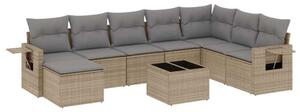 VidaXL Polyrattan Kerti Ülőgarnitúra - 9 részes - Bézs