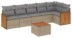 VidaXL Polyrattan Kerti Ülőgarnitúra - 7 részes - Bézs