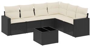VidaXL Polyrattan Kerti Ülőgarnitúra - 7 részes, Fekete