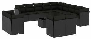 VidaXL Polyrattan Kerti Ülőgarnitúra - 14 részes - Fekete