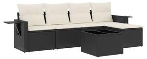Polyrattan Kerti Ülőgarnitúra - 6 részes - Fekete
