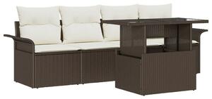 5 darabos Kert Sofa Készlet Párnákkal Barna Poli Rattan