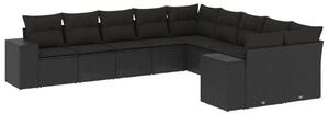 VidaXL Polyrattan Kerti Ülőgarnitúra - 10 részes - Fekete