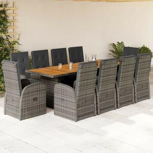 VidaXL 11 részes szürke polyrattan kerti ülőgarnitúra párnákkal