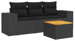 VidaXL Polyrattan Kerti Ülőgarnitúra - 4 részes - Fekete