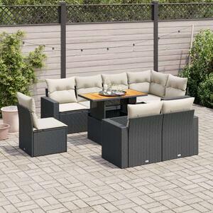 VidaXL Polyrattan Kerti Ülőgarnitúra - 9 részes - Fekete