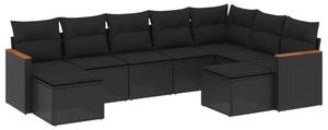 VidaXL 9 részes Polyrattan Kerti Ülőgarnitúra - Fekete