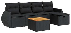 VidaXL Polyrattan Kerti Ülőgarnitúra - 6 részes - Fekete