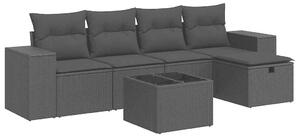 VidaXL Polyrattan Kerti Ülőgarnitúra - 6 részes - Fekete