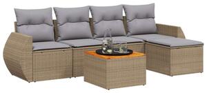 VidaXL Polyrattan Kerti Ülőgarnitúra - 6 részes - Bézs