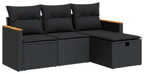 VidaXL Polyrattan Kerti Ülőgarnitúra - 4 részes - Fekete