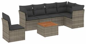 VidaXL Polyrattan Kerti Ülőgarnitúra - 7 részes - Szürke