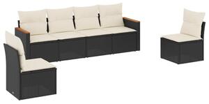 VidaXL Polyrattan Kerti Ülőgarnitúra - 6 részes - Fekete