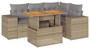 VidaXL 5 részes polyrattan kerti ülőgarnitúra - bézs